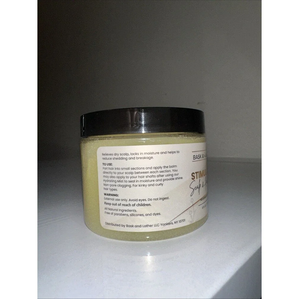 Bask & Lather Stimulating Scalp and Hair Balm for Hair Growth, Mango & Shea B...